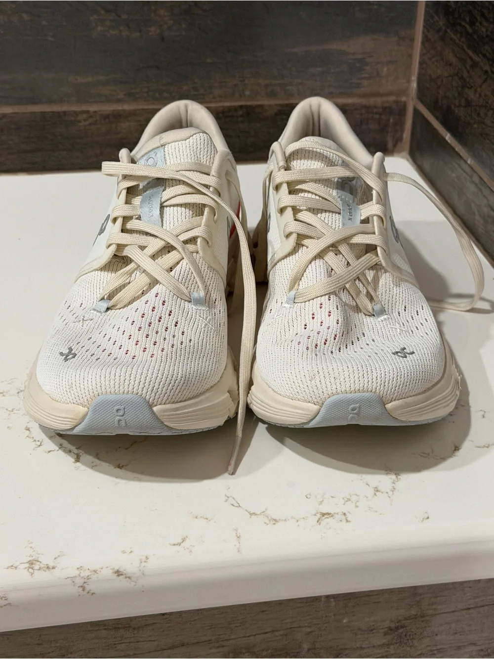 On Running Women’s Cloudswift Athletic Shoes in Off-White with Coral Accent